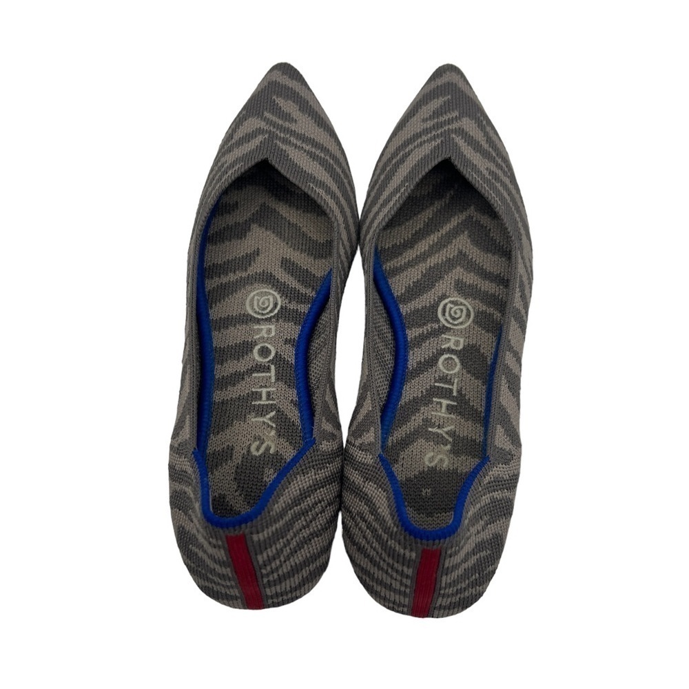 Rothy’s Gray On Gray The Point Zebra Striped Slip… - image 4